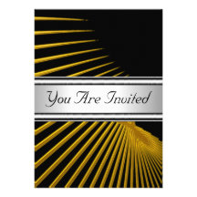 Black White Gold Birthday Party Invitation