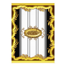 Black White Gold Frame Birthday party Invitation
