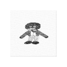 Black & White Golly Stretched Canvas Print
