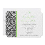 Black, White, Green Damask Wedding Invitation