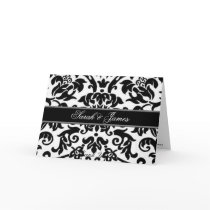 Black white & grey damask Wedding invite Cards