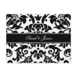 Black white & grey damask Wedding RSVP Post Cards