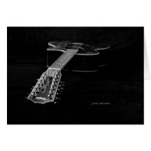 Black & White Guitar Greeting Cards