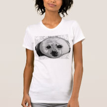 black white harp seal tee shirt