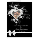 Black & White Heart Wedding Photo  Cards 5x7