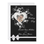 Black & White Heart Wedding Photo Invitations 5x7