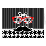 Black & White Houndstooth; Hipster Greeting Card