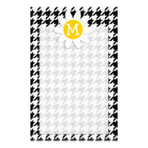 Black & White Houndstooth.; Spring Daisy Stationery Paper