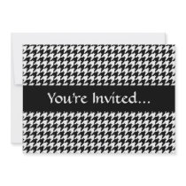 Black/White Houndstooth Stylish Fashion Designer Personalized Invites