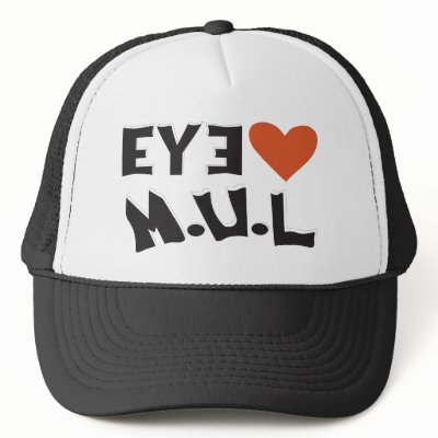 Black & White I LUV MUL  Logo cap Hats by MekMek