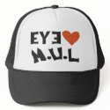 Black & White I LUV MUL  Logo cap hats