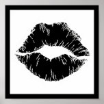 BLACK WHITE ICON KISS LIPS SMILE WOMEN MAKEUP POSTERS