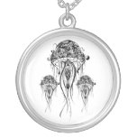 Black & White Jellyfish- OrnateTattoo Style Pendant