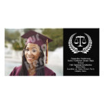 Black/White Laurel Law School Graduation Personalized Photo Card