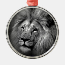 Black & White Lion Christmas Tree Ornament