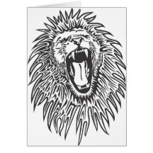 black-white-lion-vector greeting card