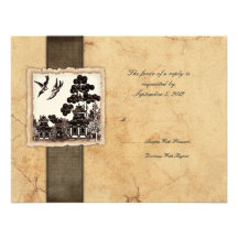 Black & White Love Birds Vintage Wedding RSVP Custom Invitations