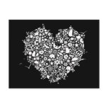 Black White Love Heart Shapes Postcard