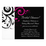 Black, White, Magenta Swirl Bridal Shower/ General Custom Invites
