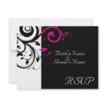 Black +White Magenta Swirl Wedding Matching RSVP invitations
