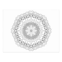 Black & White Mandala For Colouring And Meditation Postcard