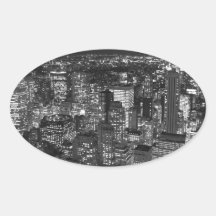 Black & White Manhattan Oval Stickers