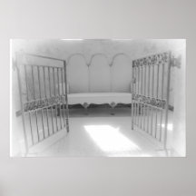 Black & White Mausoleum Sofa & Gate Poster