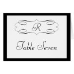 Black White Monogram Table Seating Card