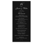 Black & White Monogram Wedding Program Custom Rack Cards