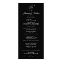 Black & White Monogram Wedding Program Custom Rack Cards