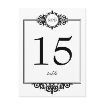 Black white monogram wedding table number card postcard