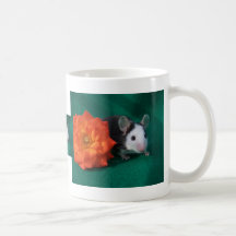 Black White Mouse and Orange tea rose Coffee Mug