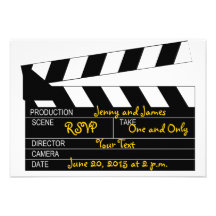Black White Movie Theme Wedding RSVP Cards Custom Invitations