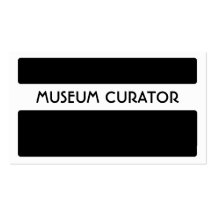Black white museum curator business cards