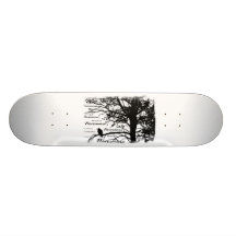 Black & White Nevermore Raven Silhouette Skate Deck
