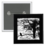 Black & White Nevermore Raven Silhouette Tree Pinback Button