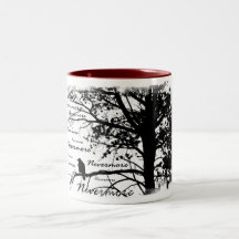 Black & White Nevermore Raven Silhouette Tree Mugs