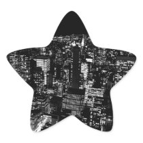 Black & White New York City Night Star Sticker