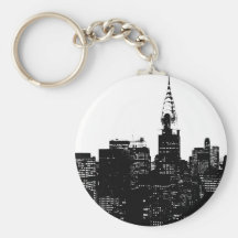 Black & White New York Silhouette Key Chain