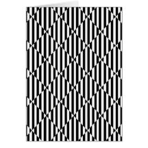 Black white optical illusions bent lines diamonds greeting card
