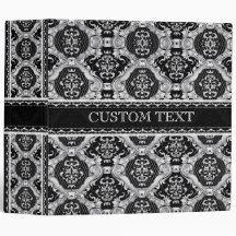 Black & White Ornate Baroque Design Pattern Binder