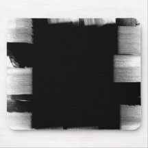 Black white paintbrush strokes artistic mousepad