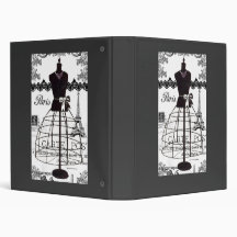 Black White Paris Fashion Mannequin 3 Ring Binder