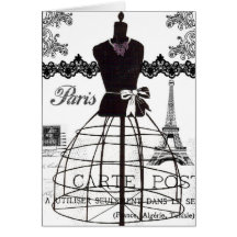 Black White Paris Fashion Mannequin Greeting Cards