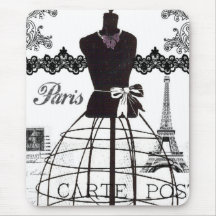 Black White Paris Fashion Mannequin Mousepads