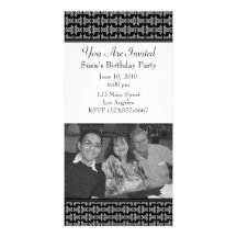 Black White Pattern Party Invite Photo Card Template