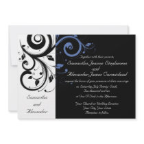 Black White Periwinkle Swirl Wedding Invitations
