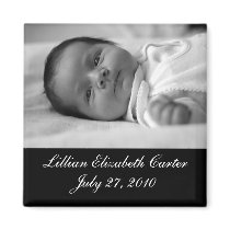 Black White Photo Baby Birth Magnet