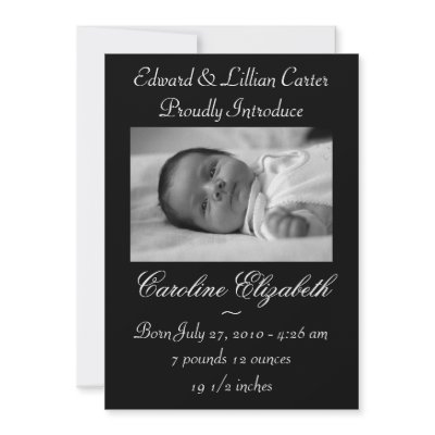 Black & White Photo Birth Announcement by decembermorning