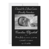 Black & White Photo Birth Announcement